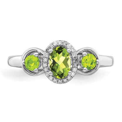 Sterlingsilber Rhodium Peridot Diamant Ring