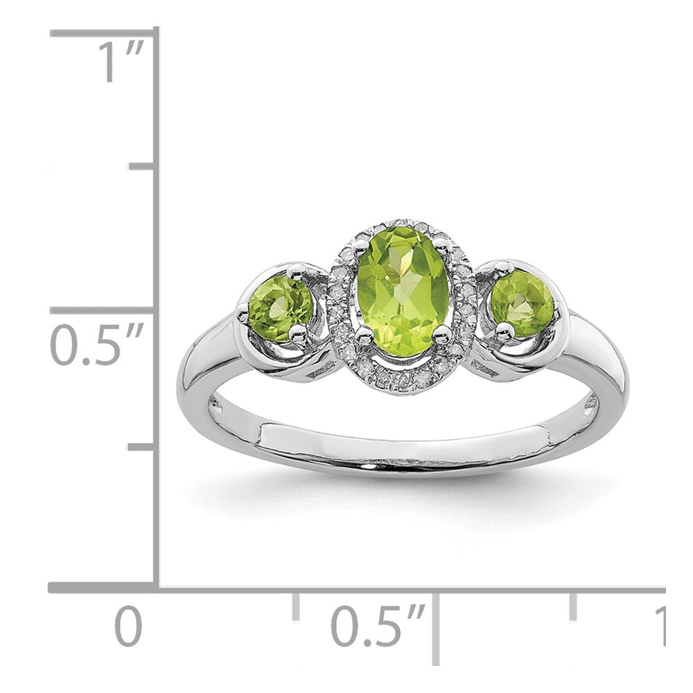 Sterlingsilber Rhodium Peridot Diamant Ring