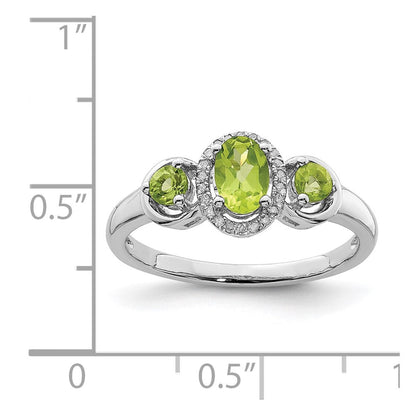 Sterlingsilber Rhodium Peridot Diamant Ring
