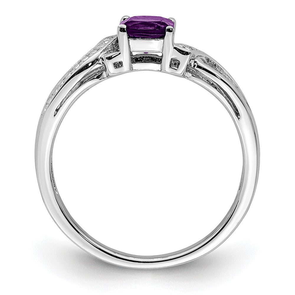 Sterlingsilber Rhodiniert Amethyst Diamant Ring