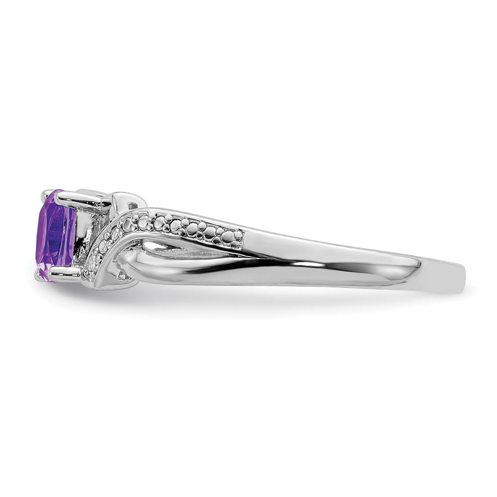 Sterlingsilber Rhodiniert Amethyst Diamant Ring
