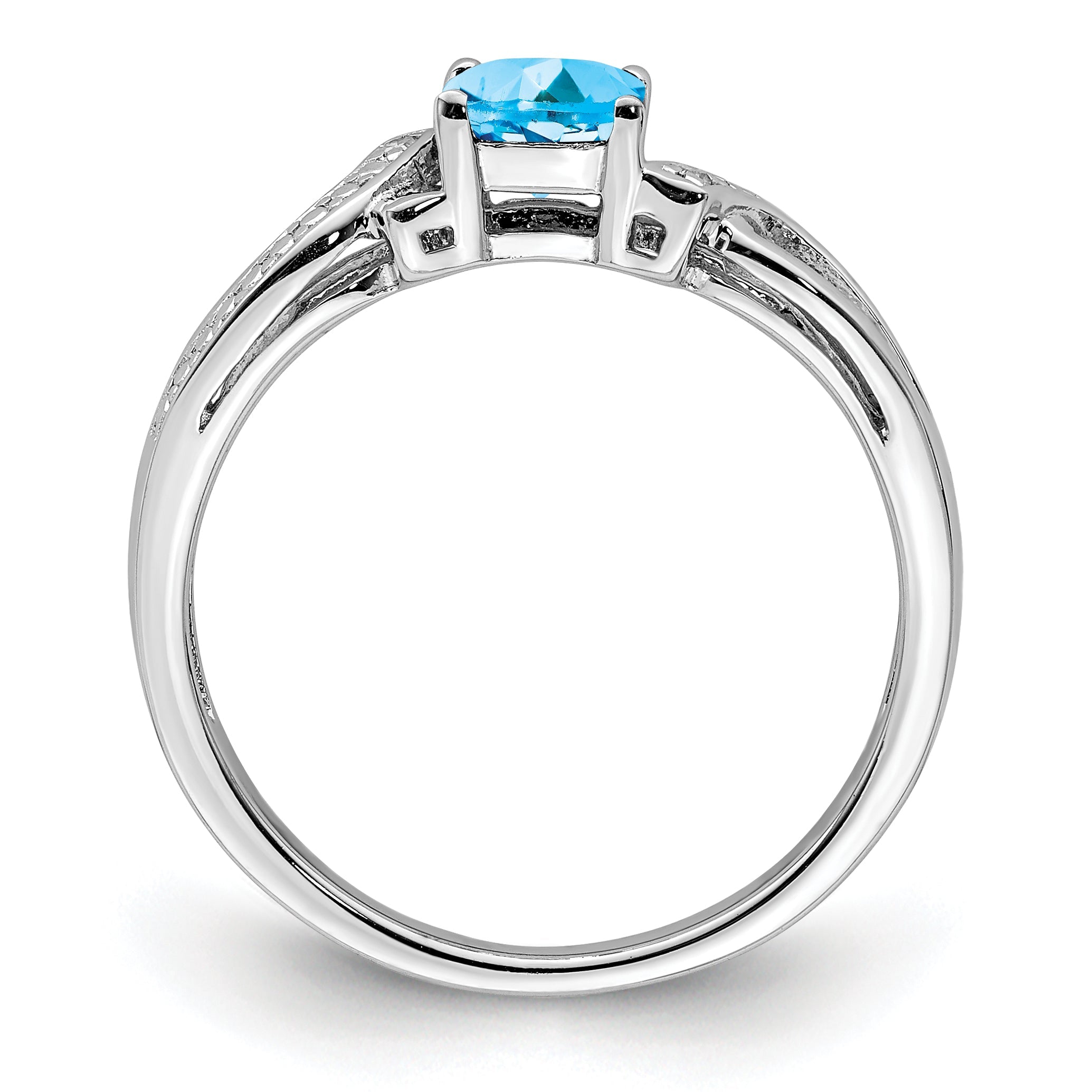 Sterlingsilber Rhodium Licht Schweizer Blautopas & Diamant Ring