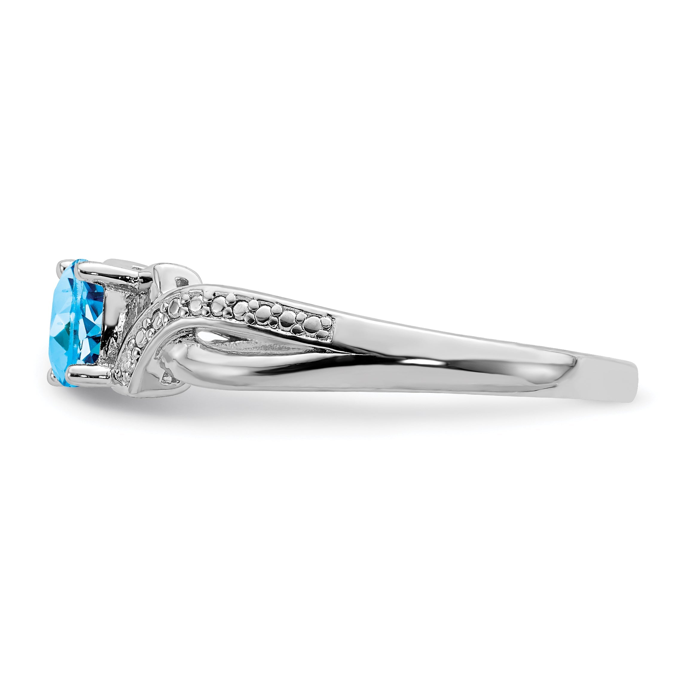 Sterlingsilber Rhodium Licht Schweizer Blautopas & Diamant Ring