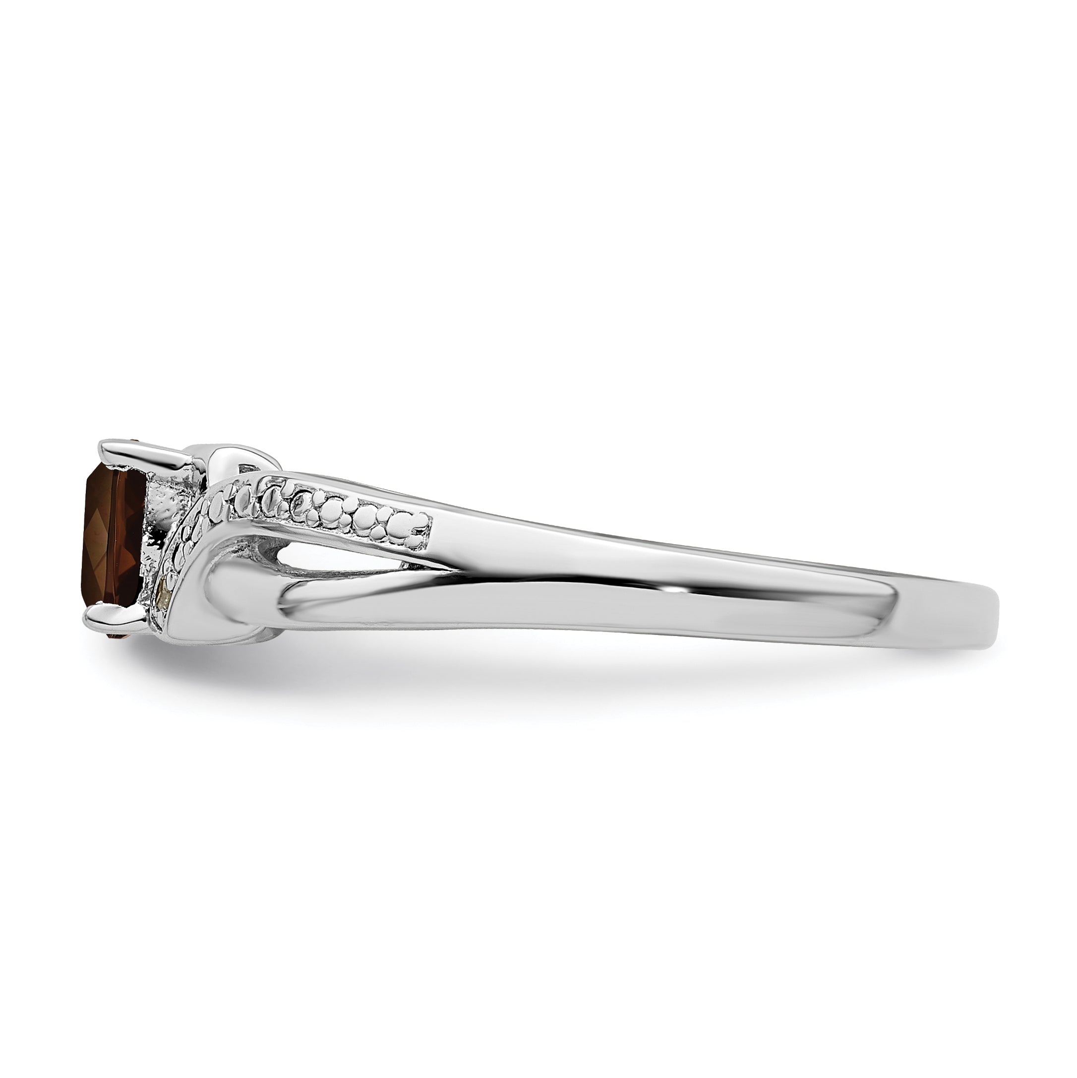 Sterlingsilber Rhodium Rauch Quarz Diamant Ring