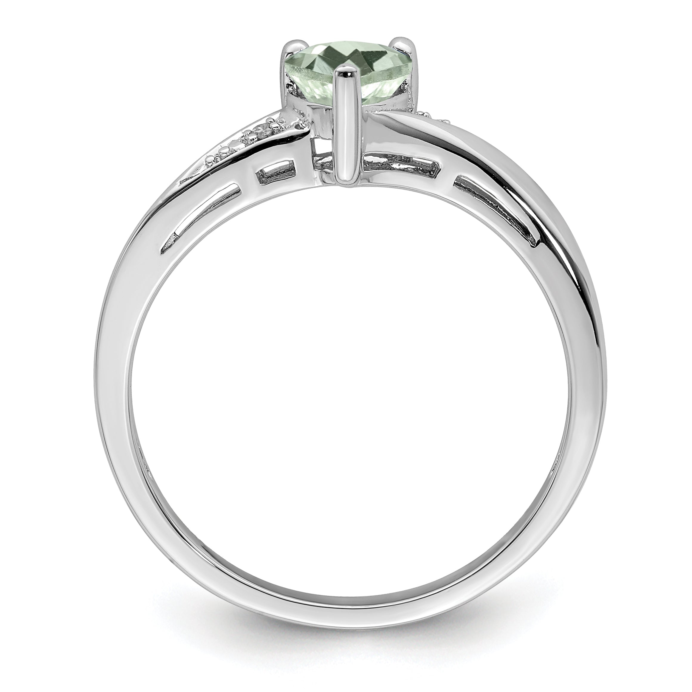 Sterlingsilber Rhodium Grün Quarz Diamant Ring