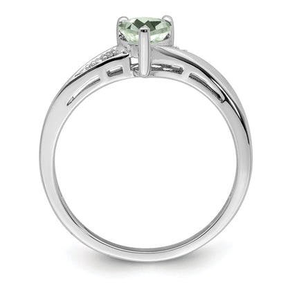 Sterlingsilber Rhodium Grün Quarz Diamant Ring
