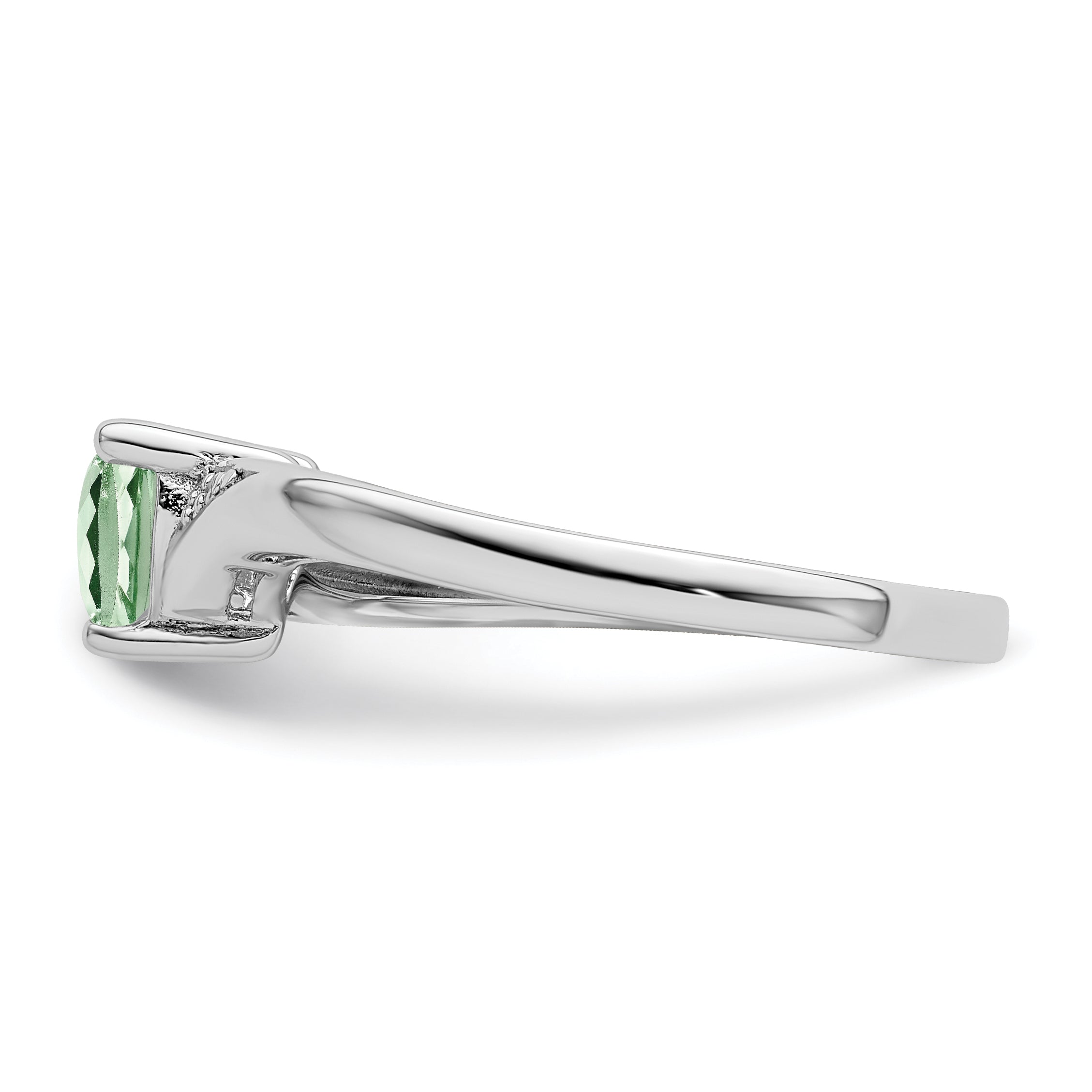 Sterlingsilber Rhodium Grün Quarz Diamant Ring
