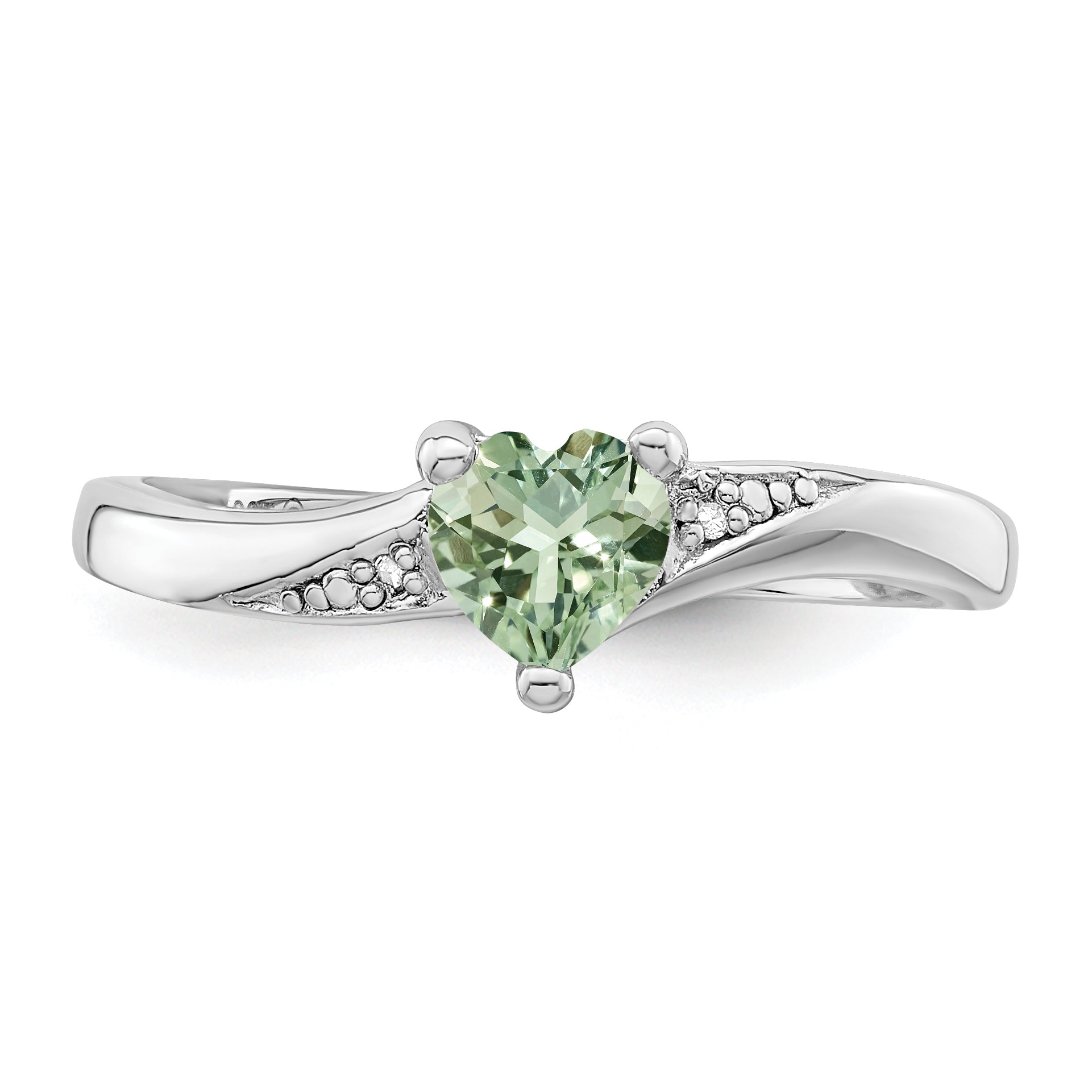 Sterlingsilber Rhodium Grün Quarz Diamant Ring