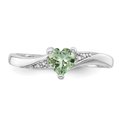 Sterlingsilber Rhodium Grün Quarz Diamant Ring