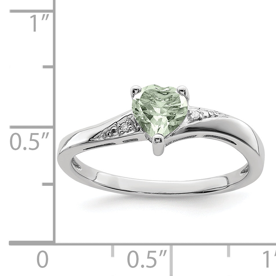 Sterlingsilber Rhodium Grün Quarz Diamant Ring