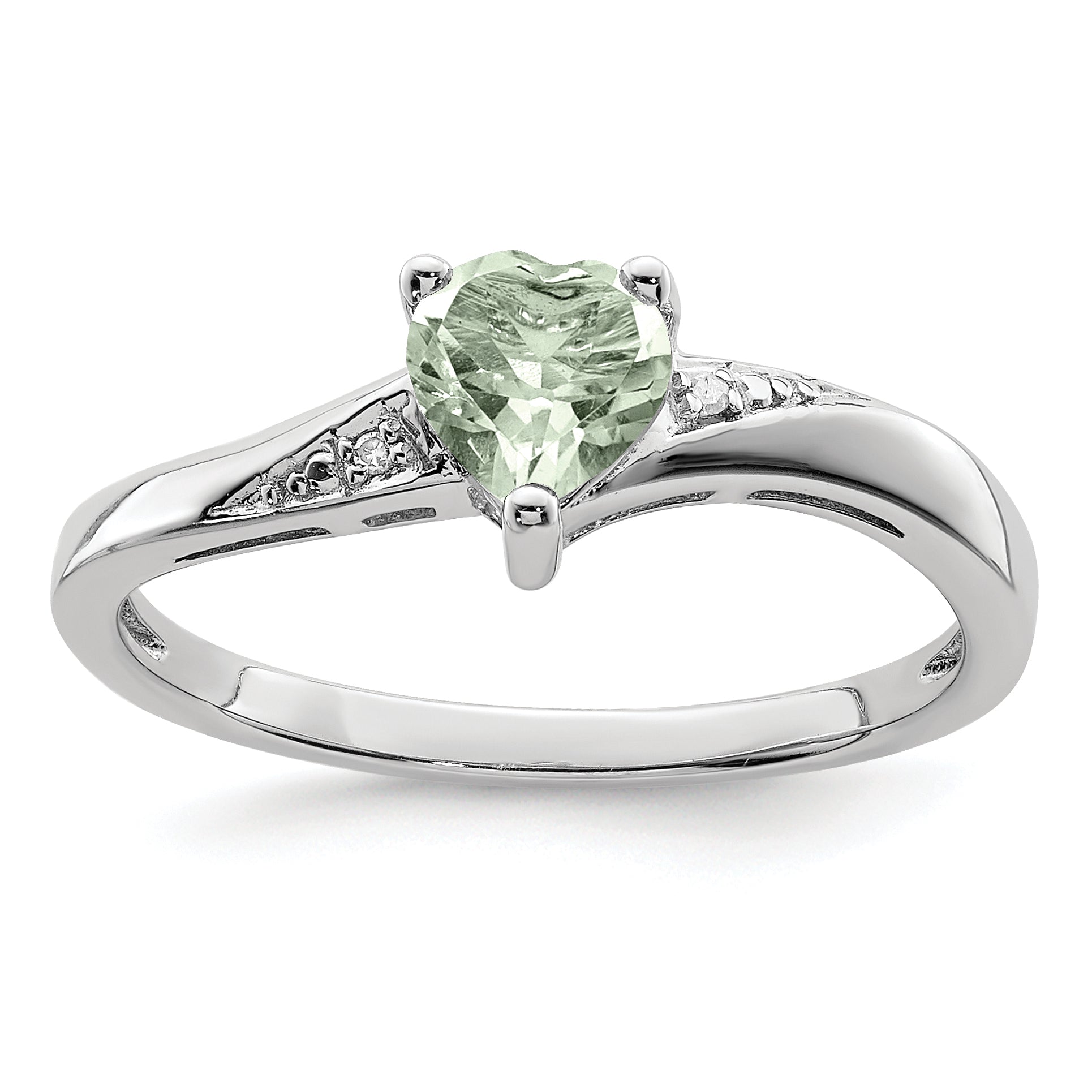 Sterlingsilber Rhodium Grün Quarz Diamant Ring