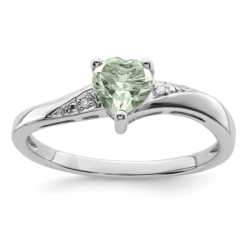 Sterlingsilber Rhodium Grün Quarz Diamant Ring