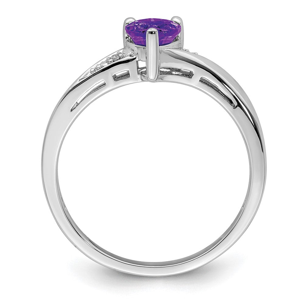 Sterlingsilber Rhodiniert Amethyst Diamant Ring