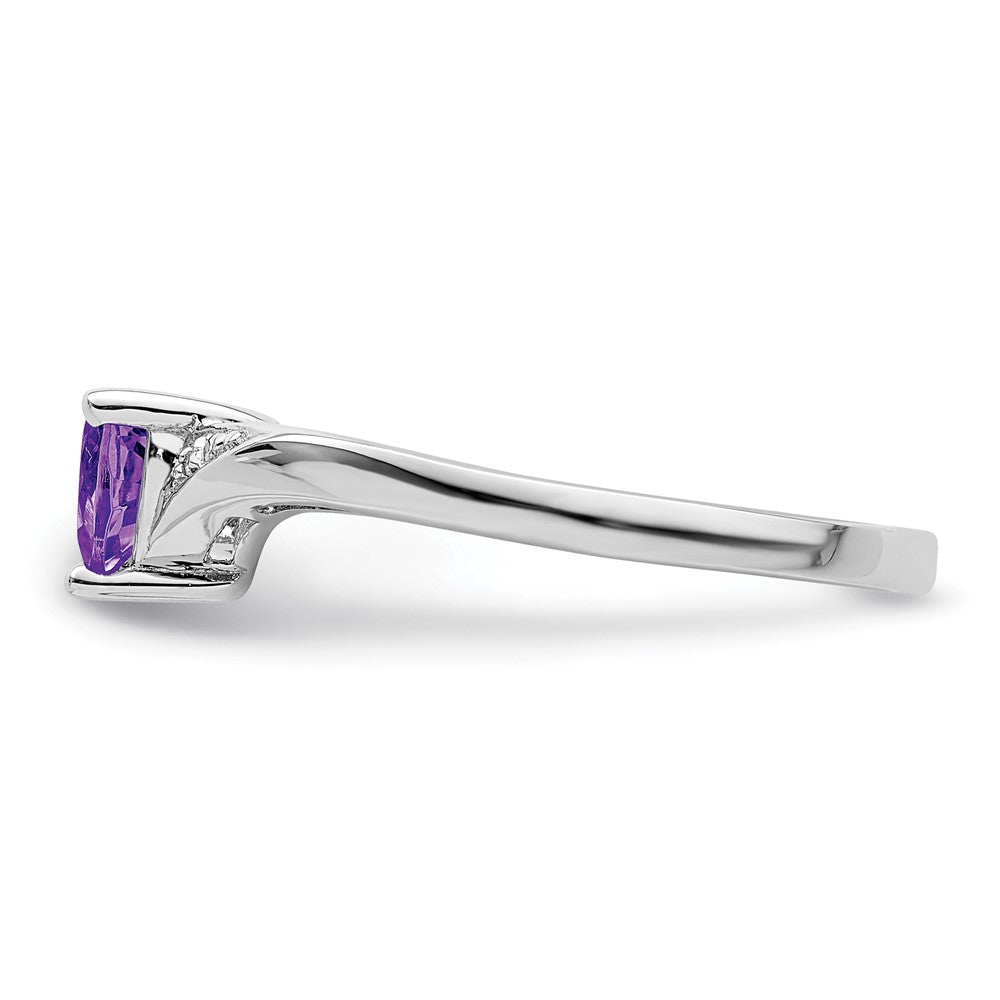 Sterlingsilber Rhodiniert Amethyst Diamant Ring