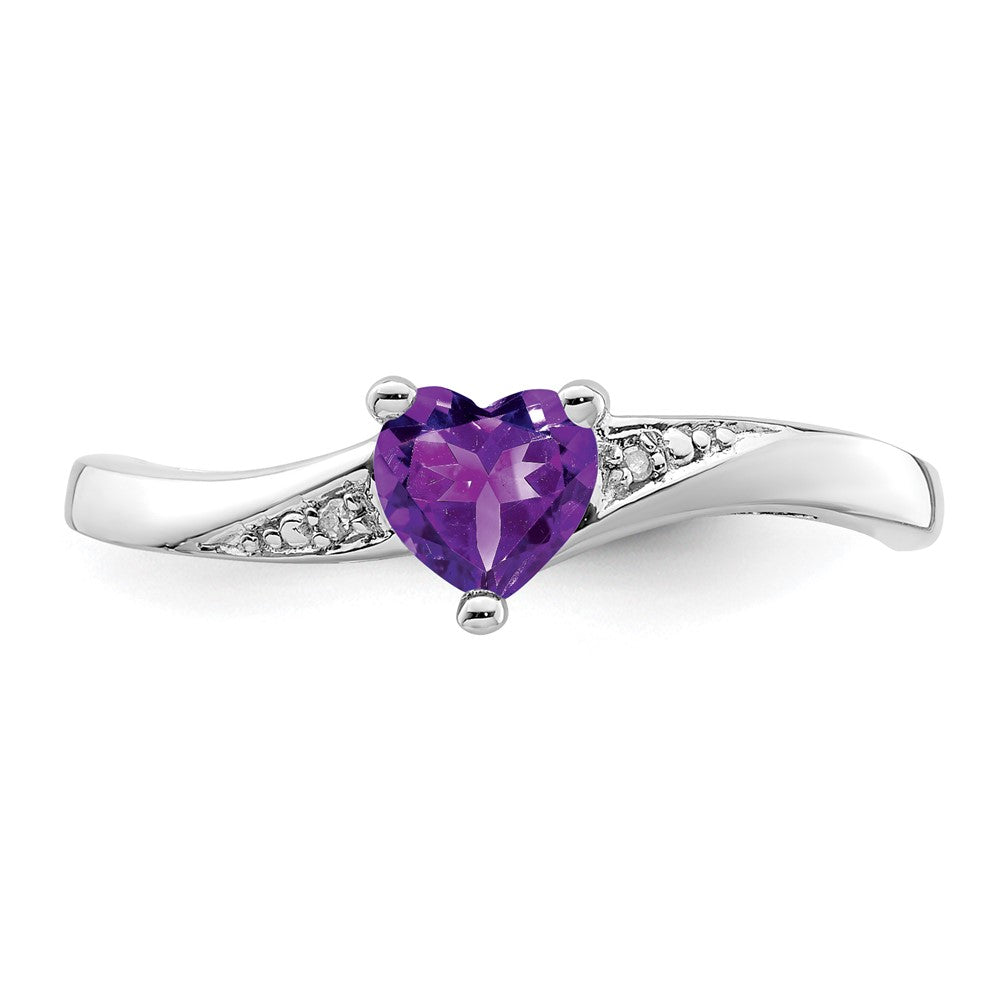 Sterlingsilber Rhodiniert Amethyst Diamant Ring