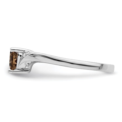 Sterlingsilber Rhodium Rauch Quarz Diamant Ring