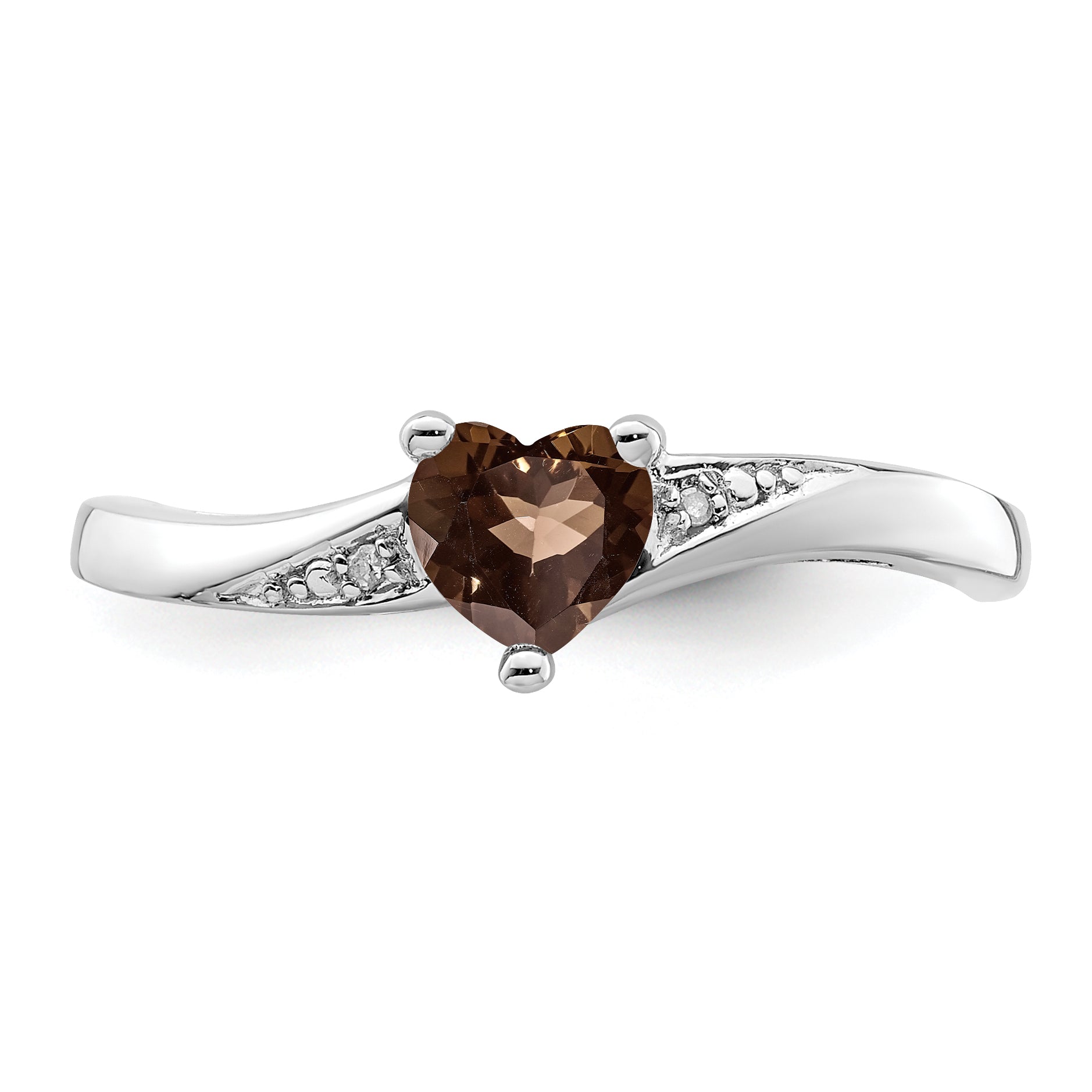 Sterlingsilber Rhodium Rauch Quarz Diamant Ring
