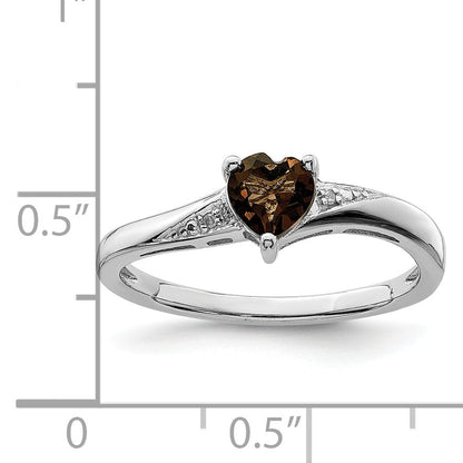 Sterlingsilber Rhodium Rauch Quarz Diamant Ring