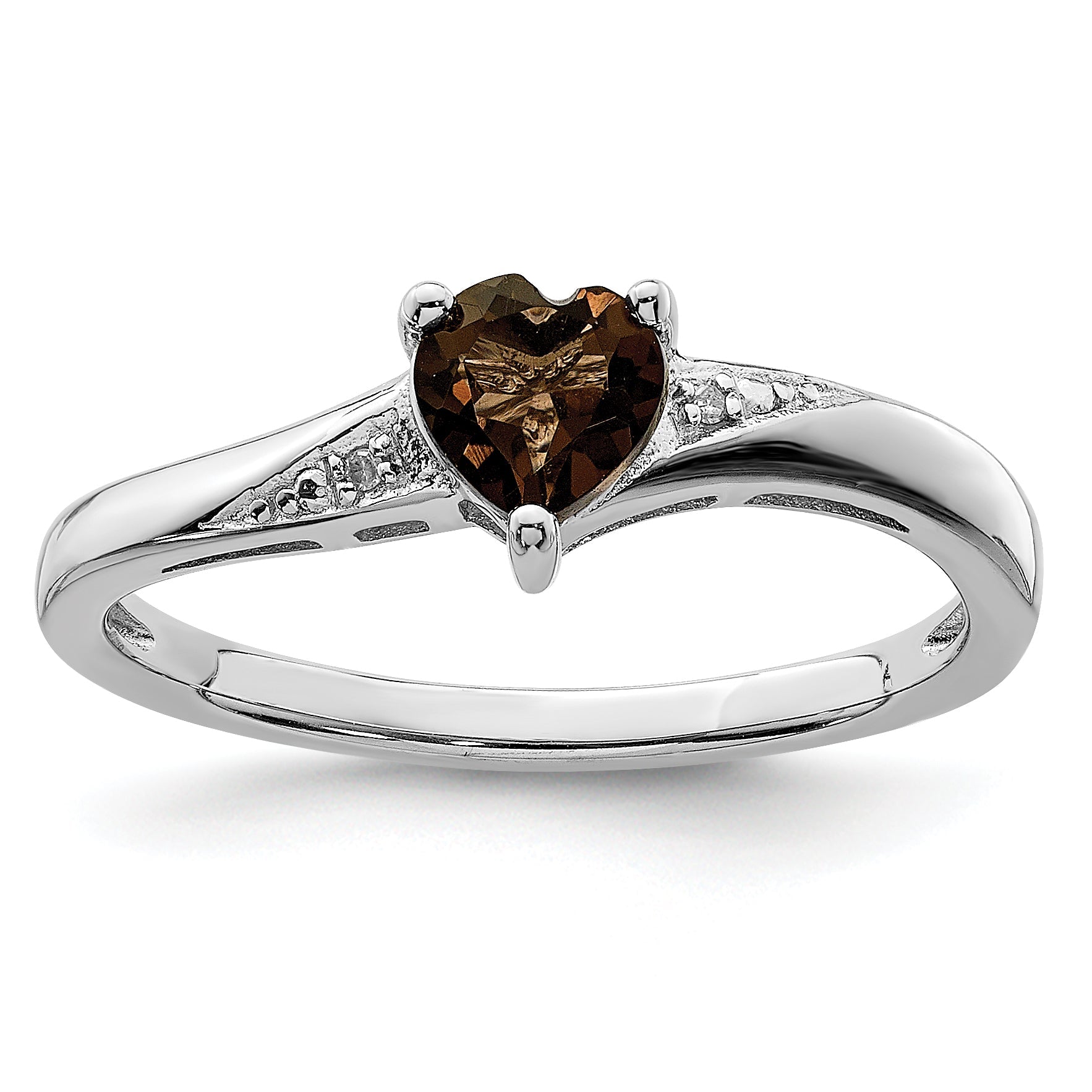 Sterlingsilber Rhodium Rauch Quarz Diamant Ring