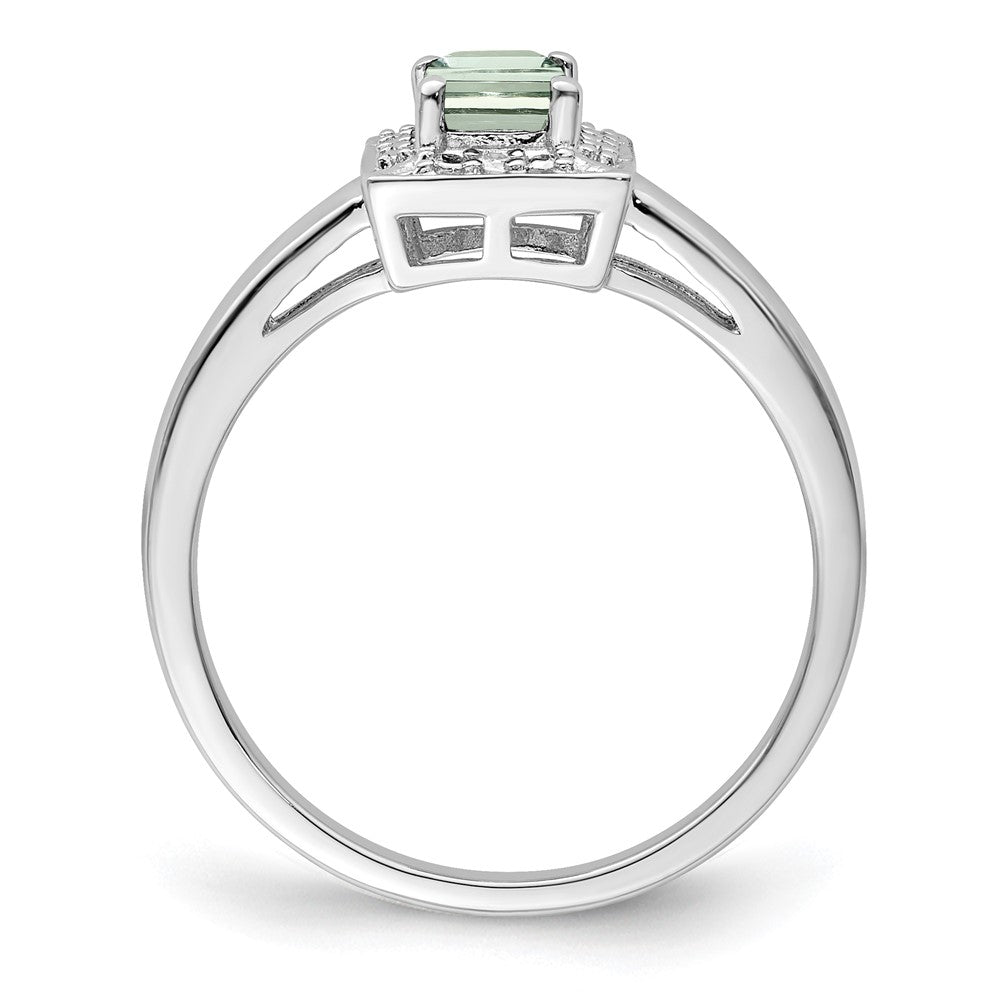 Sterlingsilber Rhodium Grün Quarz Diamant Ring