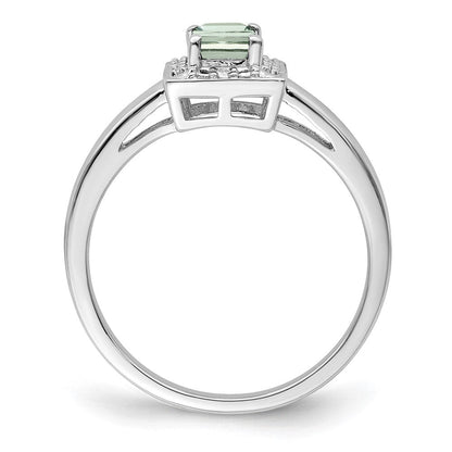 Sterlingsilber Rhodium Grün Quarz Diamant Ring
