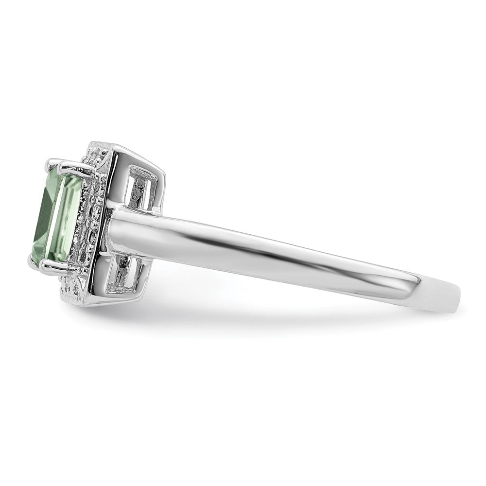 Sterlingsilber Rhodium Grün Quarz Diamant Ring