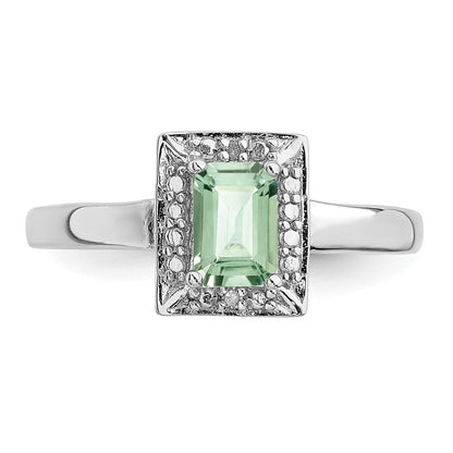 Sterlingsilber Rhodium Grün Quarz Diamant Ring