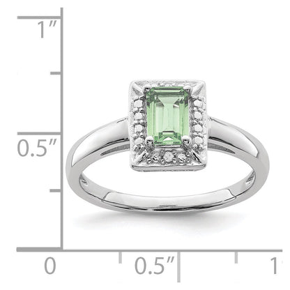 Sterlingsilber Rhodium Grün Quarz Diamant Ring