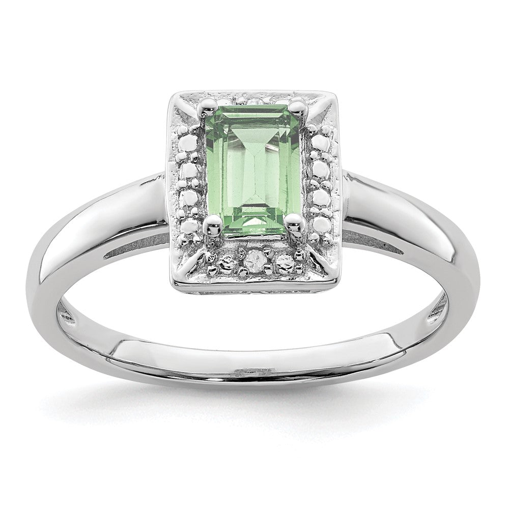 Sterlingsilber Rhodium Grün Quarz Diamant Ring