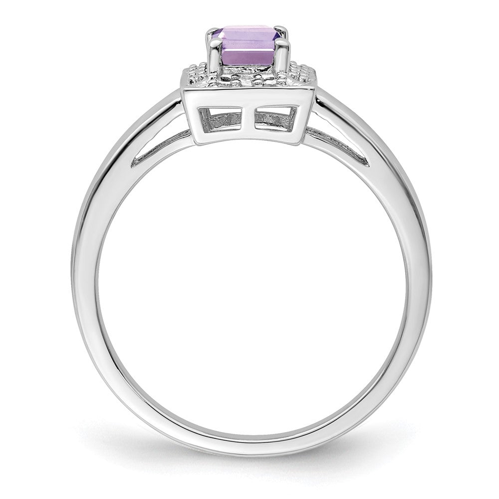 Sterlingsilber Rhodium Rosa Quarz Diamant Ring (size 9 Nur)