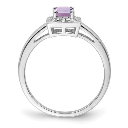 Sterlingsilber Rhodium Rosa Quarz Diamant Ring (size 9 Nur)