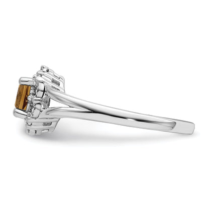 Sterlingsilber Rhodium Whiskey Quarz Diamant Ring
