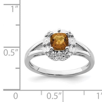 Sterlingsilber Rhodium Whiskey Quarz Diamant Ring