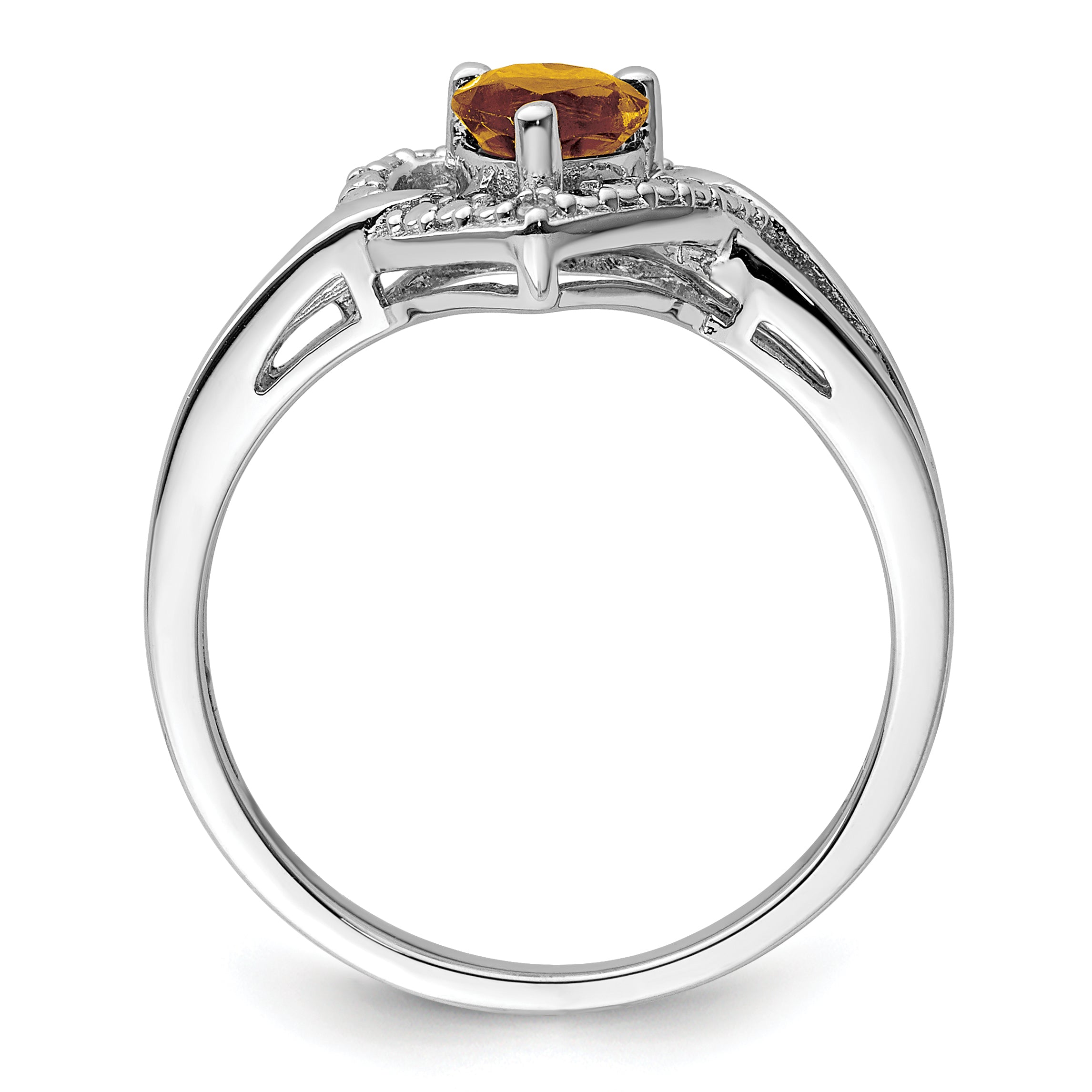 Sterlingsilber Rhodium Whiskey Quarz Diamant Ring