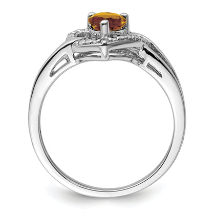 Sterlingsilber Rhodium Whiskey Quarz Diamant Ring