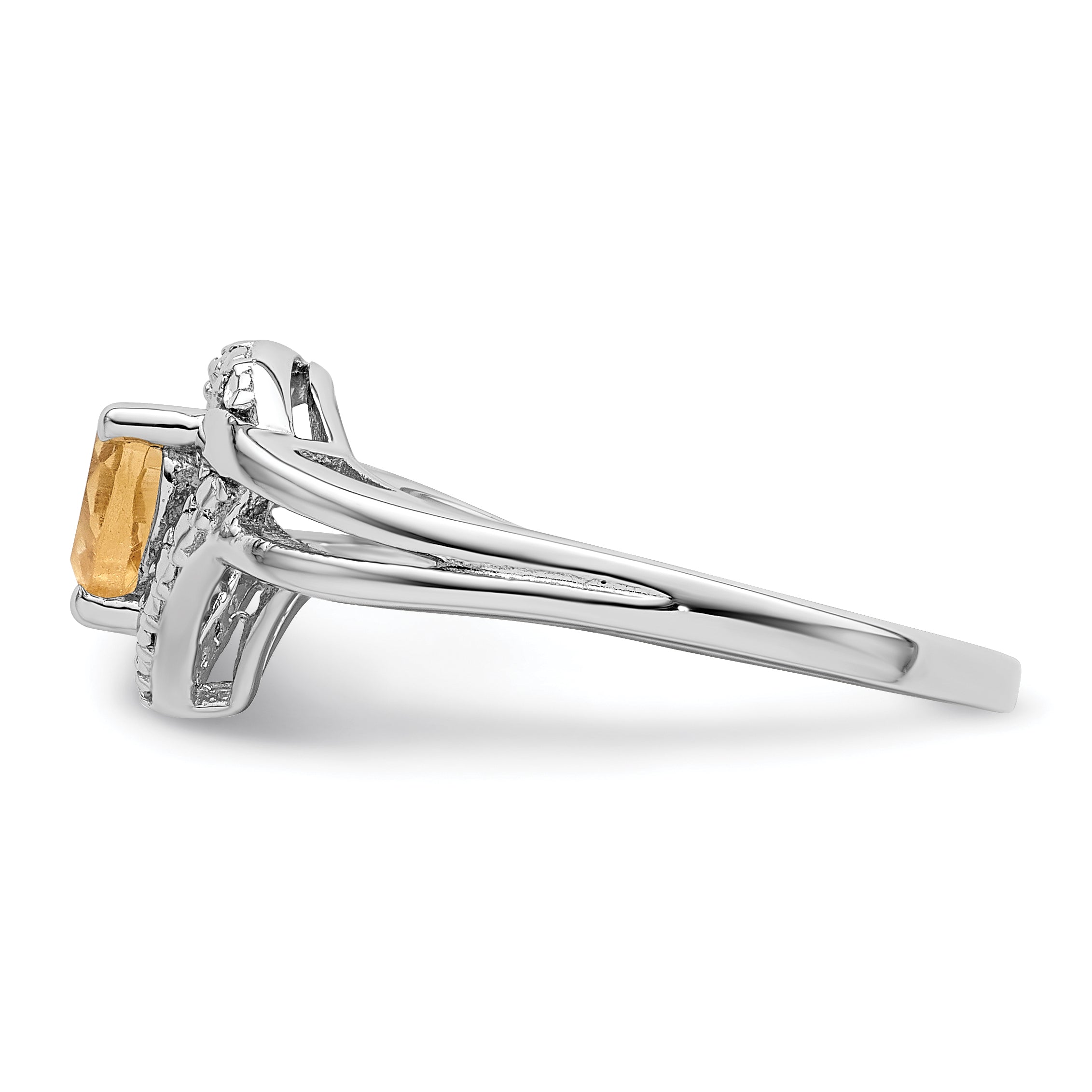 Sterlingsilber Rhodium Whiskey Quarz Diamant Ring