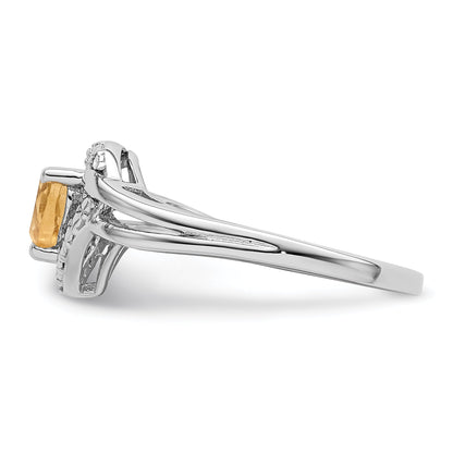 Sterlingsilber Rhodium Whiskey Quarz Diamant Ring