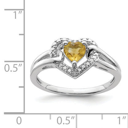 Sterlingsilber Rhodium Whiskey Quarz Diamant Ring