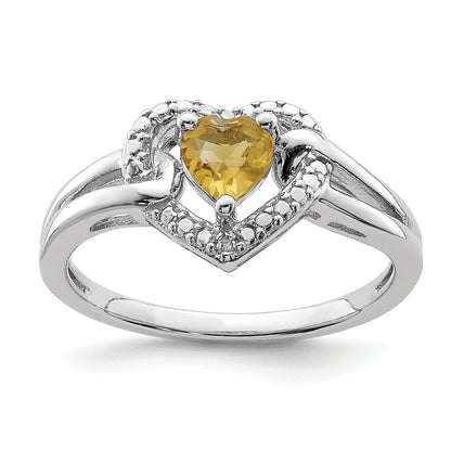 Sterlingsilber Rhodium Whiskey Quarz Diamant Ring