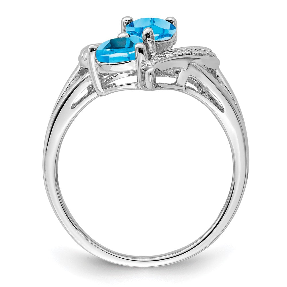 Sterlingsilber Rhodium Blautopas Diamant Ring