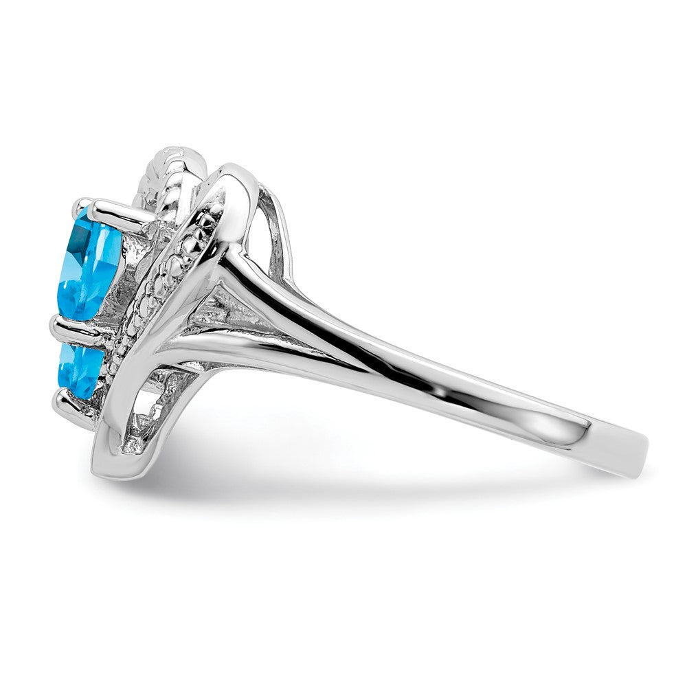 Sterlingsilber Rhodium Blautopas Diamant Ring