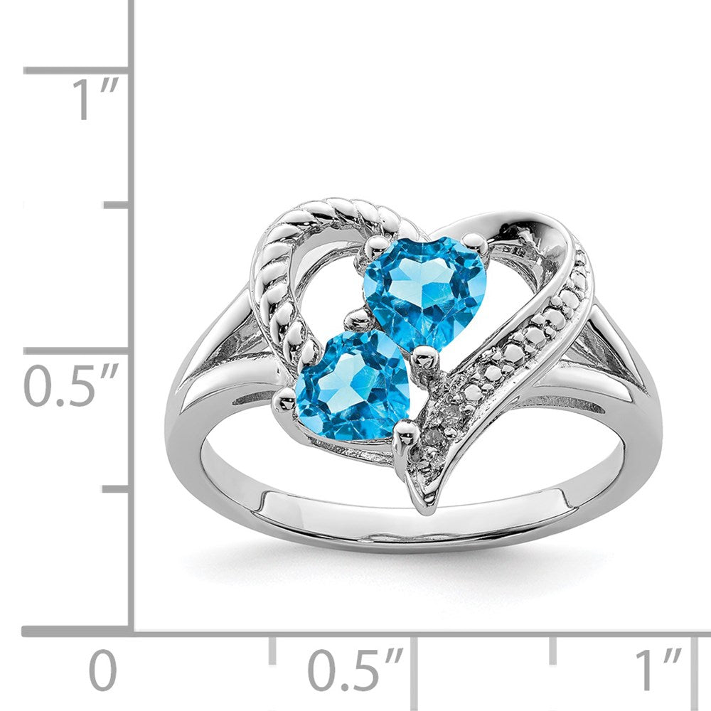 Sterlingsilber Rhodium Blautopas Diamant Ring