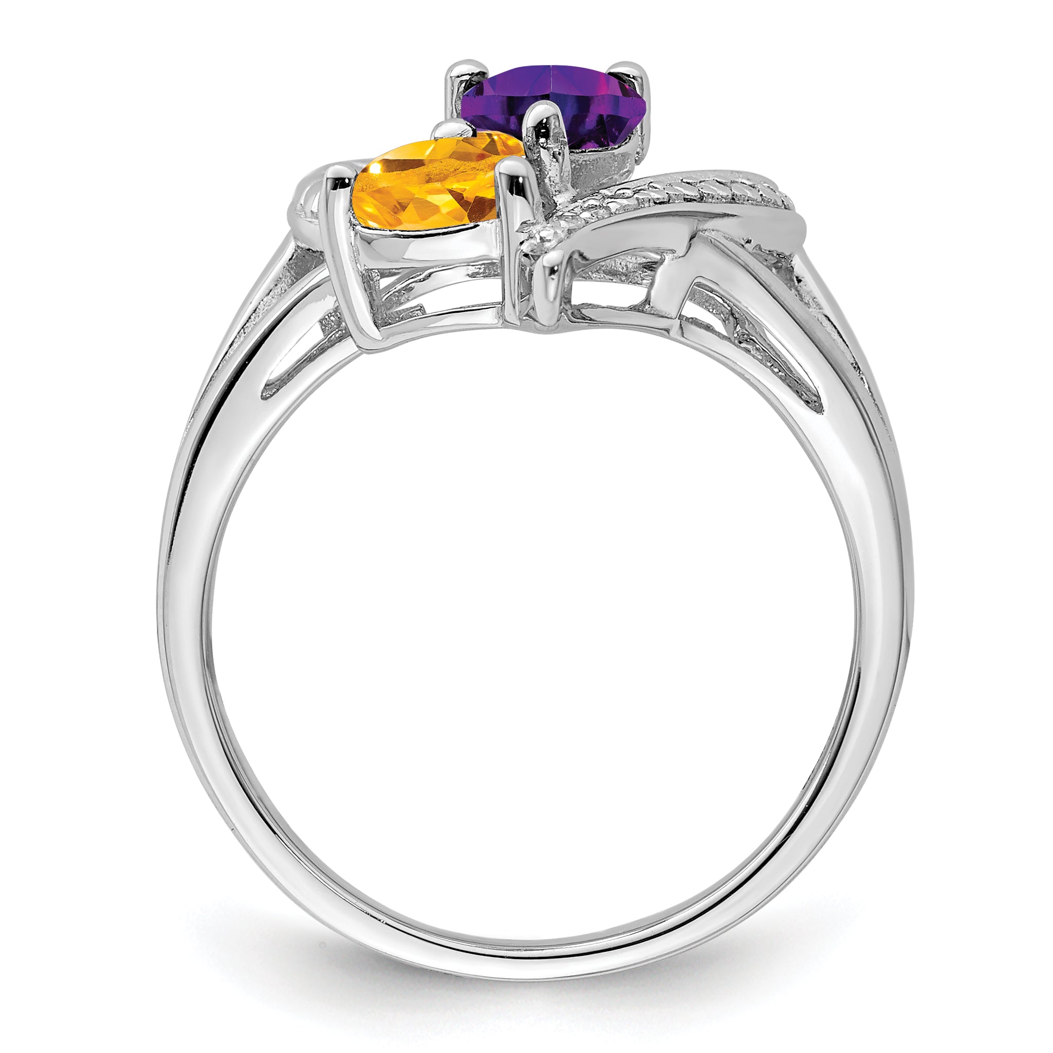 Sterlingsilber Rhodium Amethyst & Citrin Diamant Ring