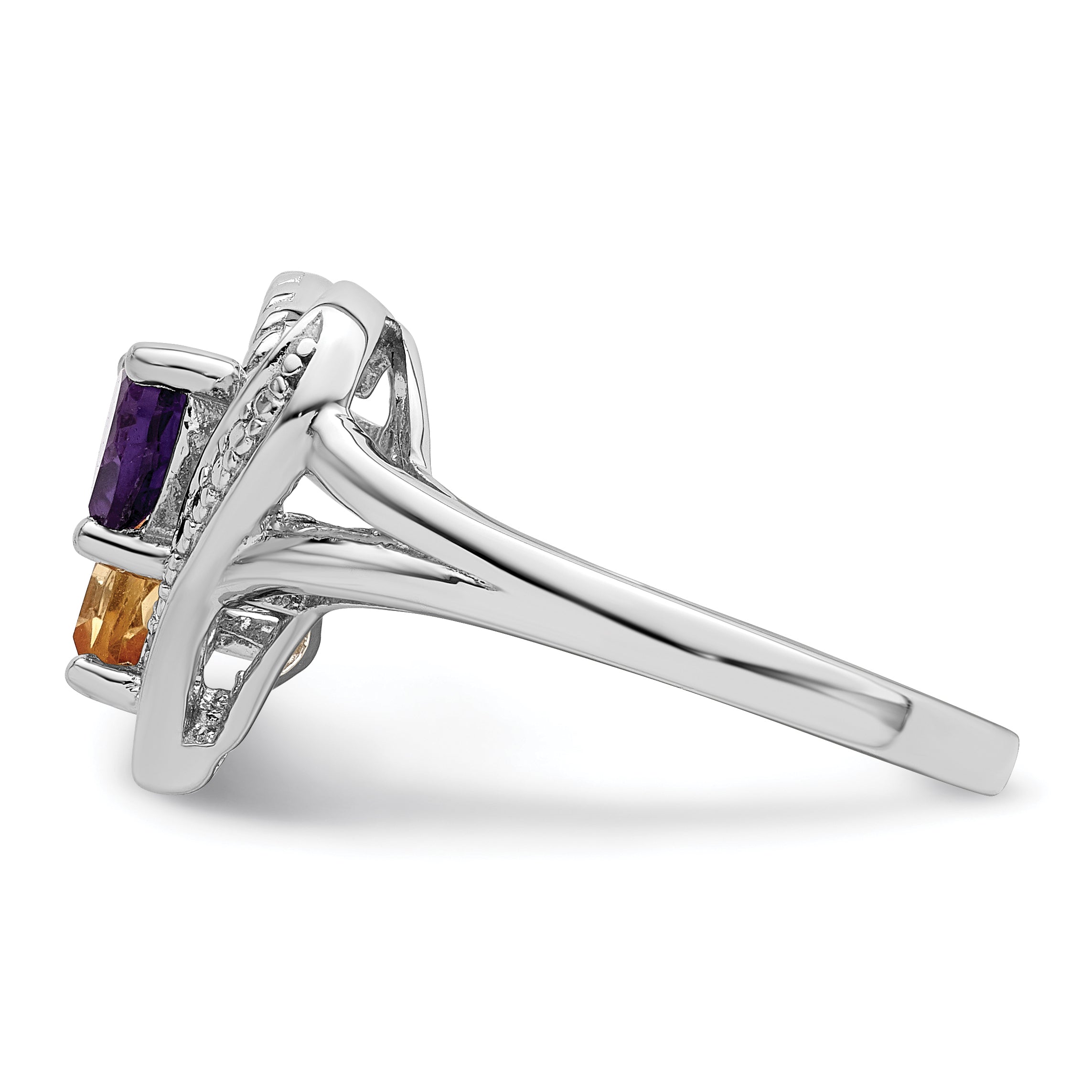 Sterlingsilber Rhodium Amethyst & Citrin Diamant Ring