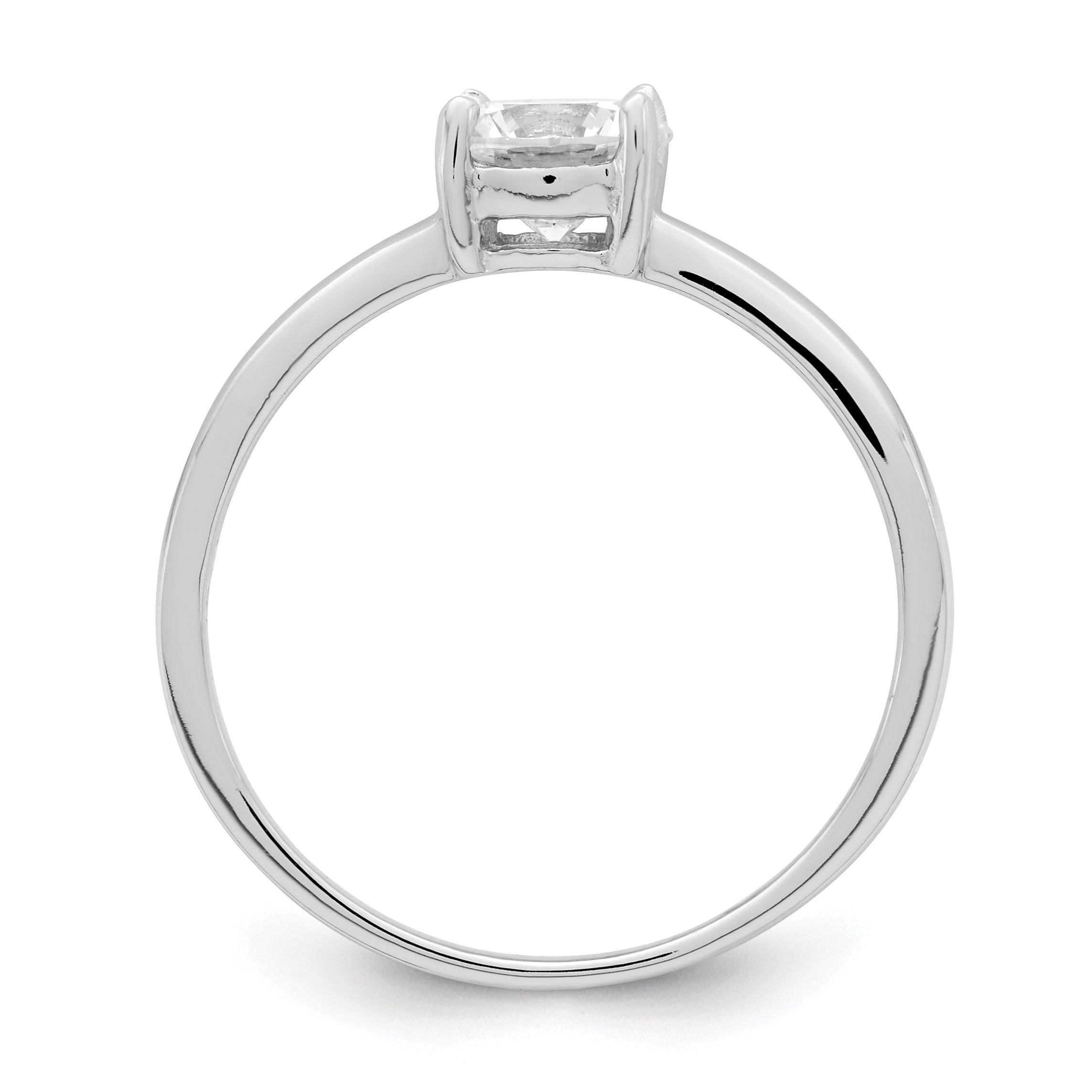Sterlingsilber Rhodiniert Solitär Rund Zirkonia Ring