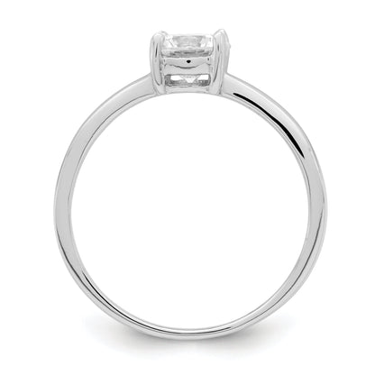 Sterlingsilber Rhodiniert Solitär Rund Zirkonia Ring