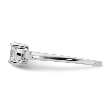 Sterlingsilber Rhodiniert Solitär Rund Zirkonia Ring