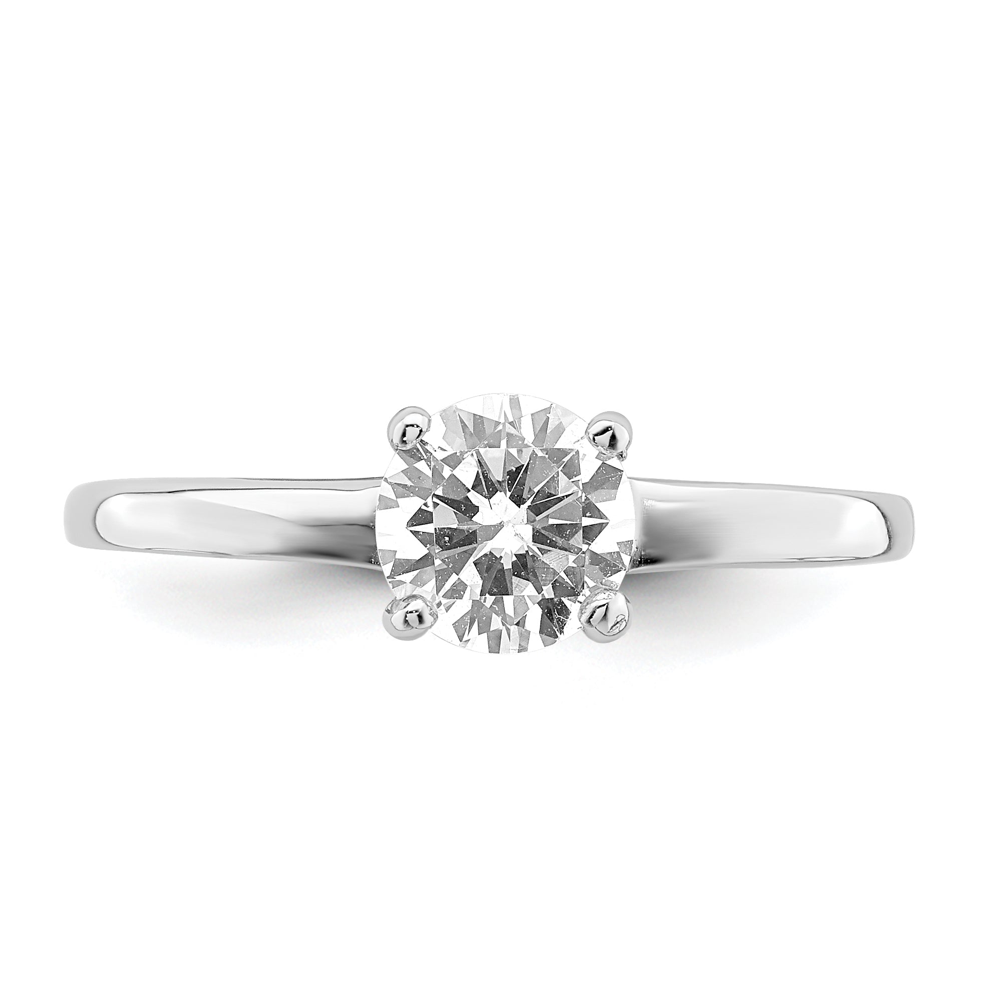 Sterlingsilber Rhodiniert Solitär Rund Zirkonia Ring