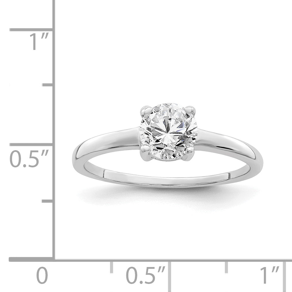 Sterlingsilber Rhodiniert Solitär Rund Zirkonia Ring
