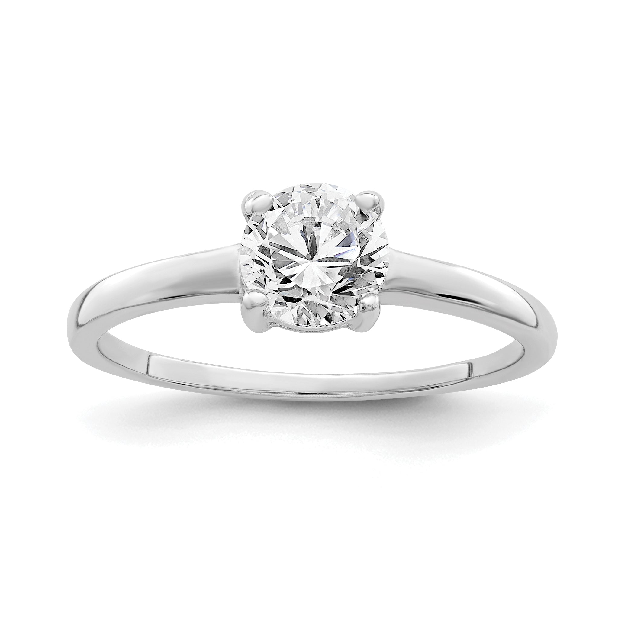 Sterlingsilber Rhodiniert Solitär Rund Zirkonia Ring